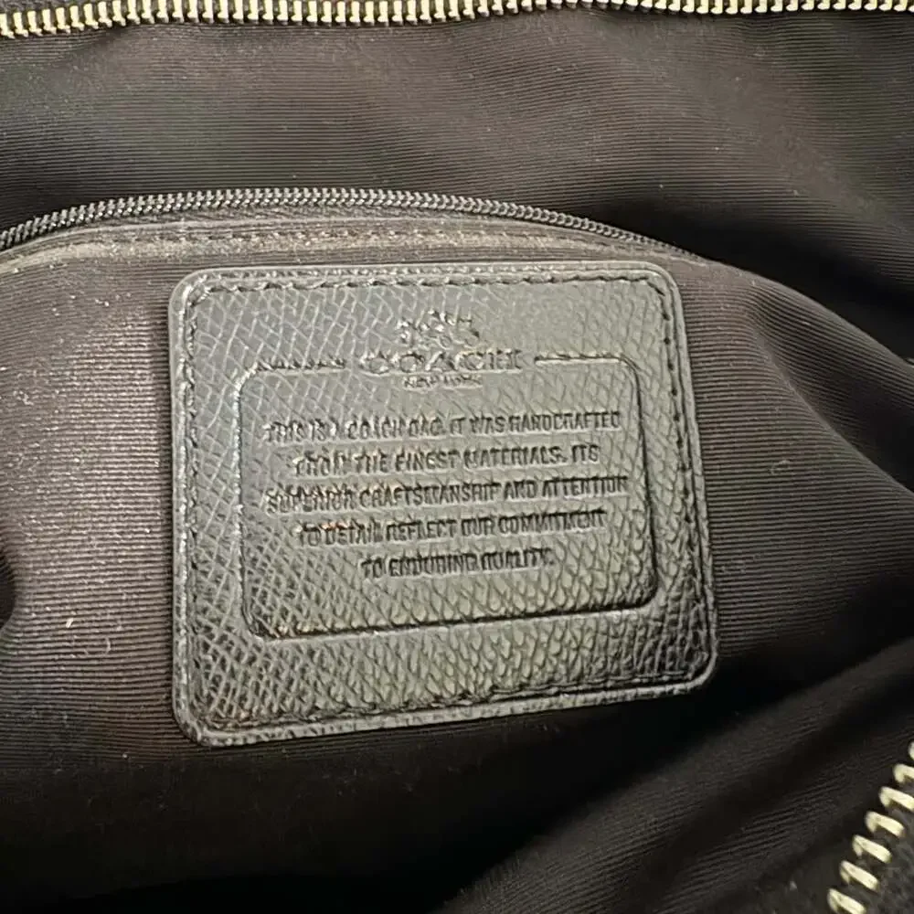Coach Black Signature C Nylon Tote with Leather Trim and Flap Pocket